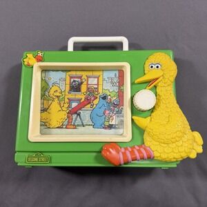 1988 Vintage Sesame Street Big Bird Muppets Wind Up Musical TV Toy ILLCO